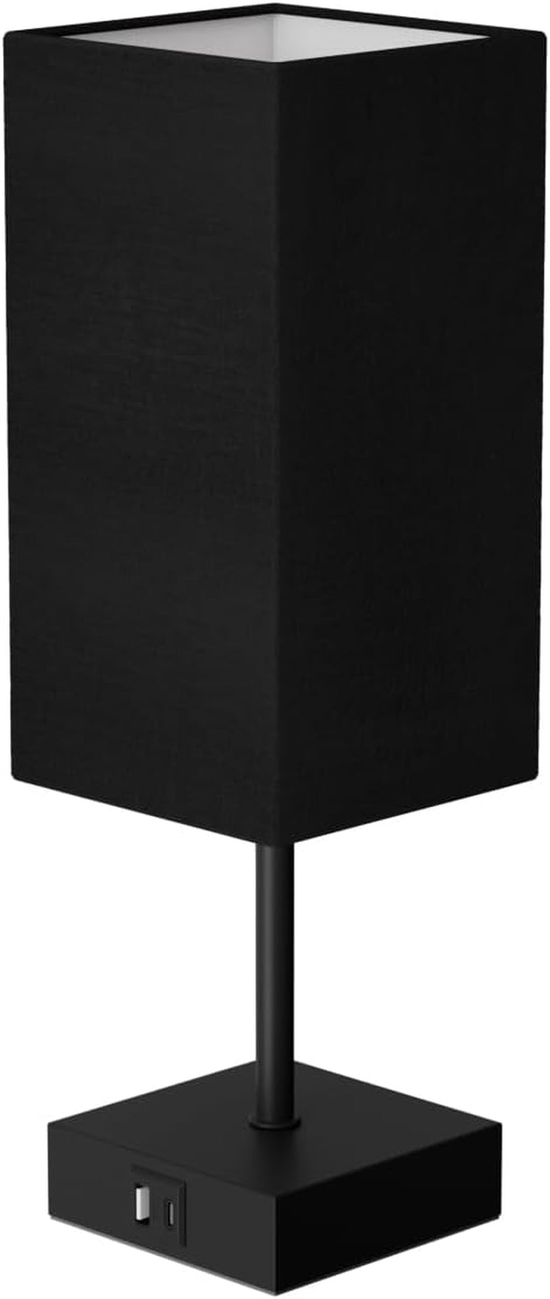 Bedside Table Lamp for Bedroom with 2 USB Ports, 14-Inch, Black | USB A+C Ports, Touch 3-Way Dimmable LED Bulb Included Fabric Lampshade Metal Base Small Nightstand Lamp for Desk Living Room