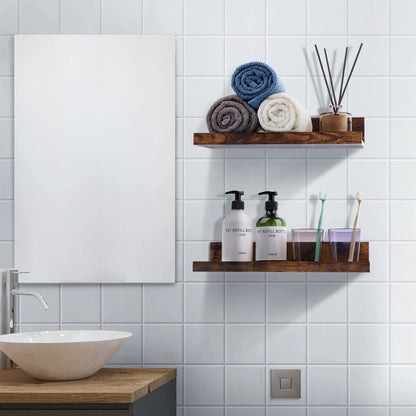 Floating Shelves,  Home Wood Shelf Wall Mounted, Set of 5, Multiple Sizes, Brown
