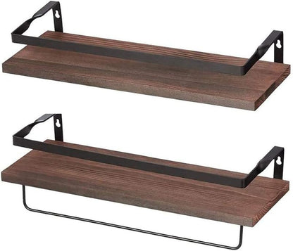 Coral Flower Floating Wall Mounted Shelves for Kitchen, Bathroom,Set of 2, 16.1Inch, Carbonized Black