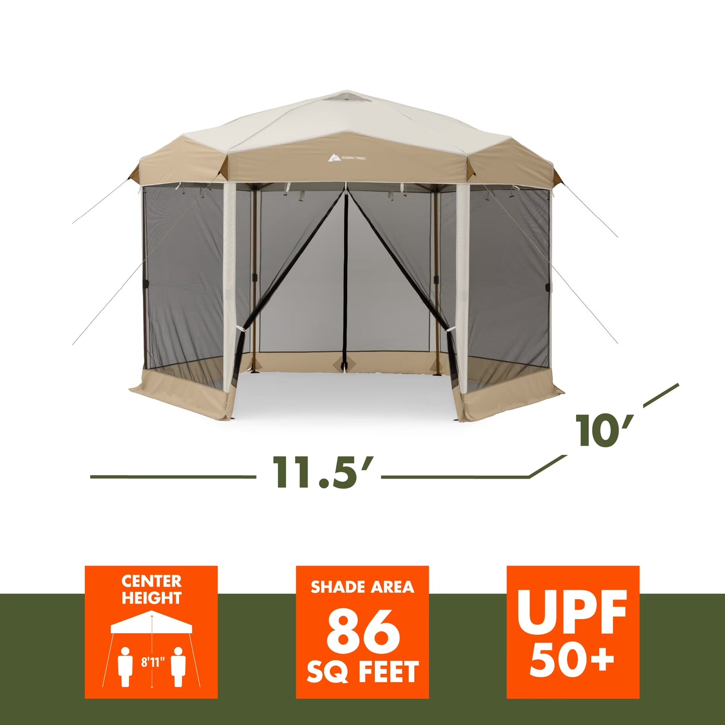 12' X 10' Glamping Hexagon Lighted Canopy