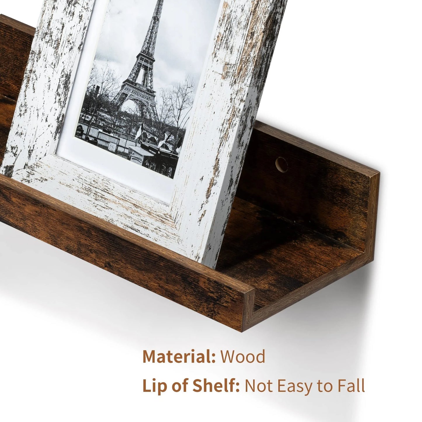 Floating Shelves,  Home Wood Shelf Wall Mounted, Set of 5, Multiple Sizes, Brown