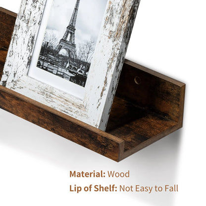 Floating Shelves,  Home Wood Shelf Wall Mounted, Set of 5, Multiple Sizes, Brown