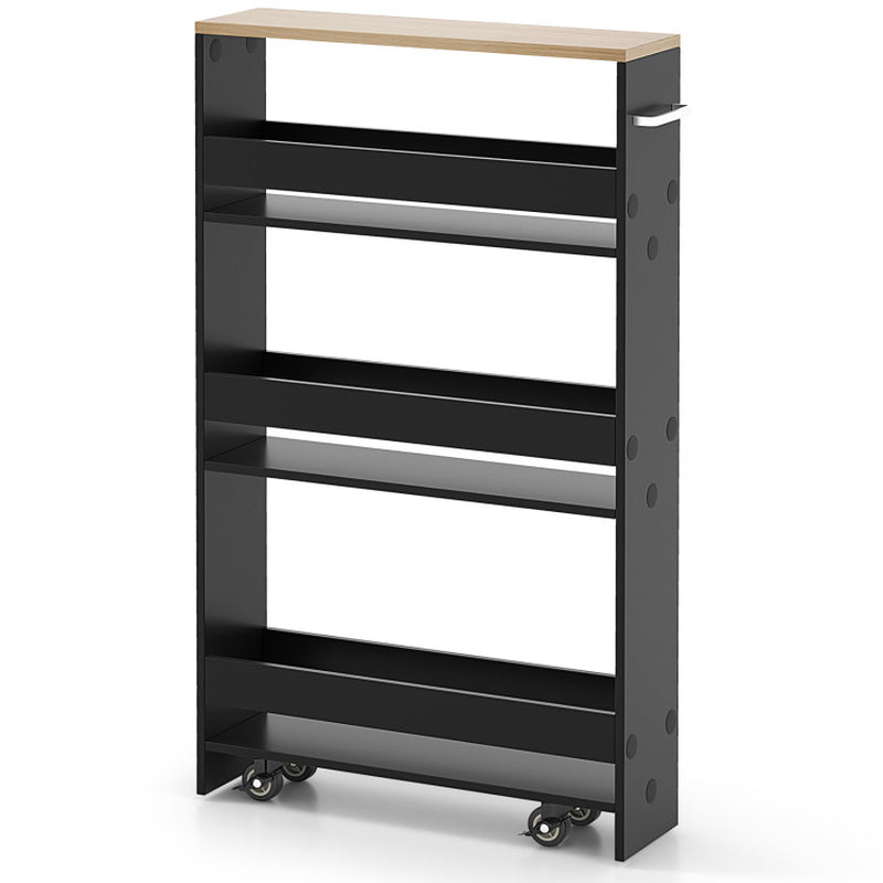 Narrow Mobile Serving Cart with Open Shelves for Kitchen Bathroom Living Room