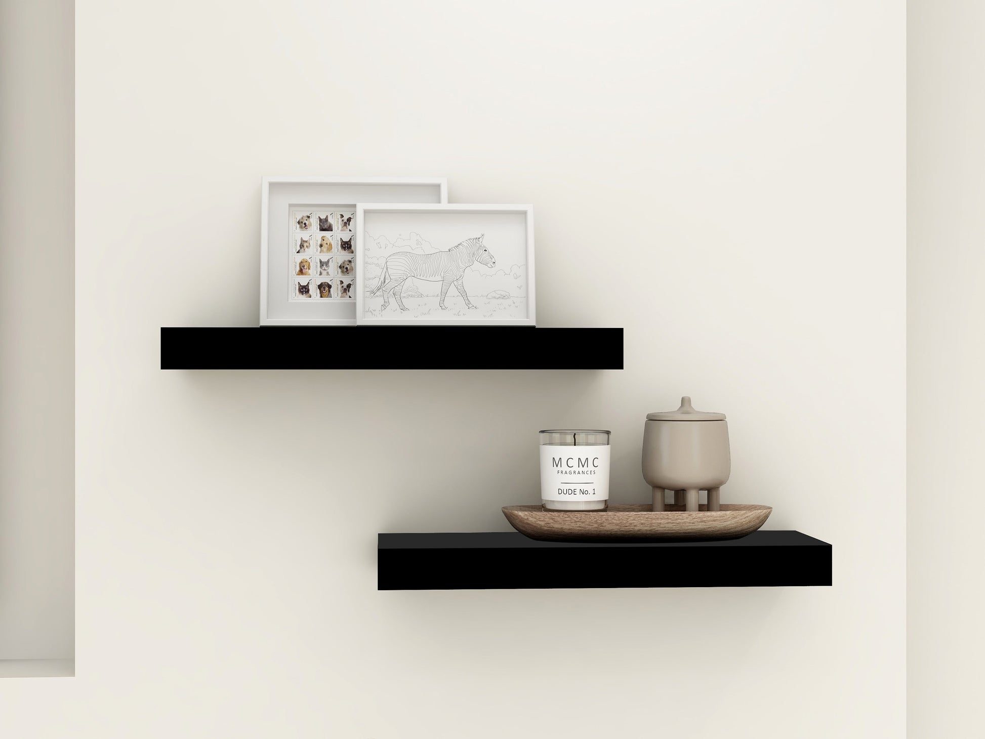 Black 16.5" Wood Floating Shelves, Set of 2