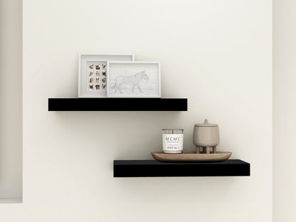 Black 16.5" Wood Floating Shelves, Set of 2
