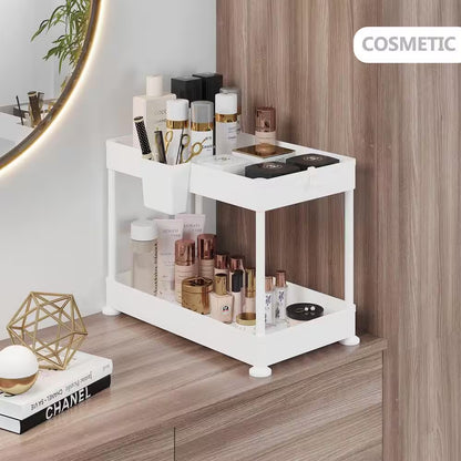 2-Tier White under Sink Organizer Storage Cabinet Basket Drawer