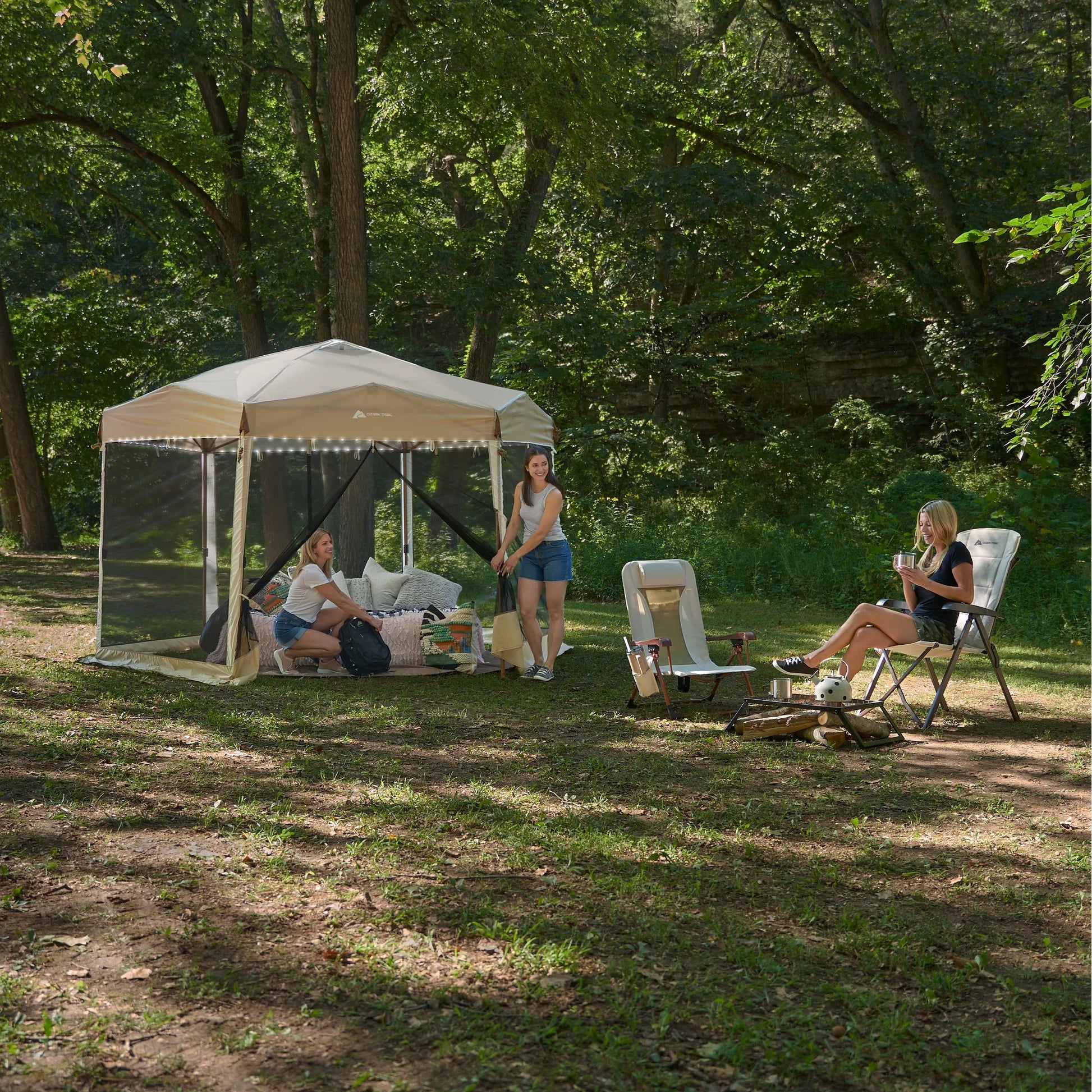 12' X 10' Glamping Hexagon Lighted Canopy
