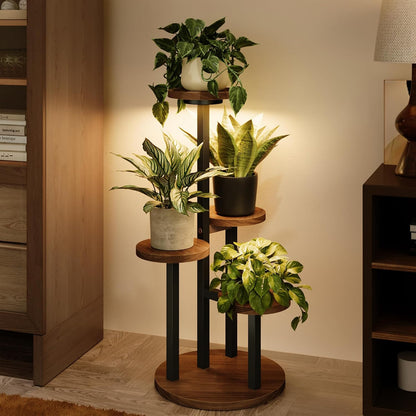 Plant Stand with Grow Lights Indoor Plant Stand Tall Metal Wood Plant Shelf Outdoor Corner Plant Stands Indoor Plant Table Rack 5 Tier Tier Plant Stand Garden Accessories for Living Room Balcony Patio