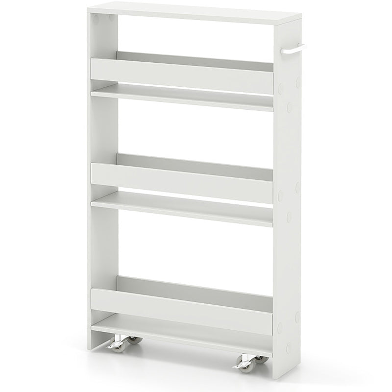 Narrow Mobile Serving Cart with Open Shelves for Kitchen Bathroom Living Room
