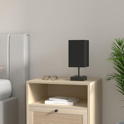 Bedside Table Lamp for Bedroom with 2 USB Ports, 14-Inch, Black | USB A+C Ports, Touch 3-Way Dimmable LED Bulb Included Fabric Lampshade Metal Base Small Nightstand Lamp for Desk Living Room
