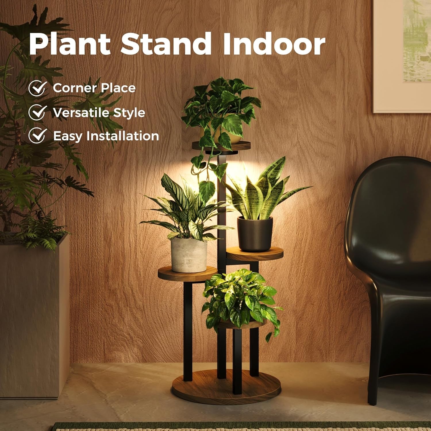 Plant Stand with Grow Lights Indoor Plant Stand Tall Metal Wood Plant Shelf Outdoor Corner Plant Stands Indoor Plant Table Rack 5 Tier Tier Plant Stand Garden Accessories for Living Room Balcony Patio
