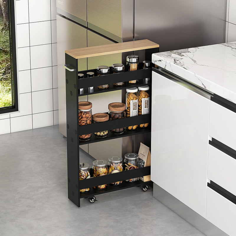 Narrow Mobile Serving Cart with Open Shelves for Kitchen Bathroom Living Room
